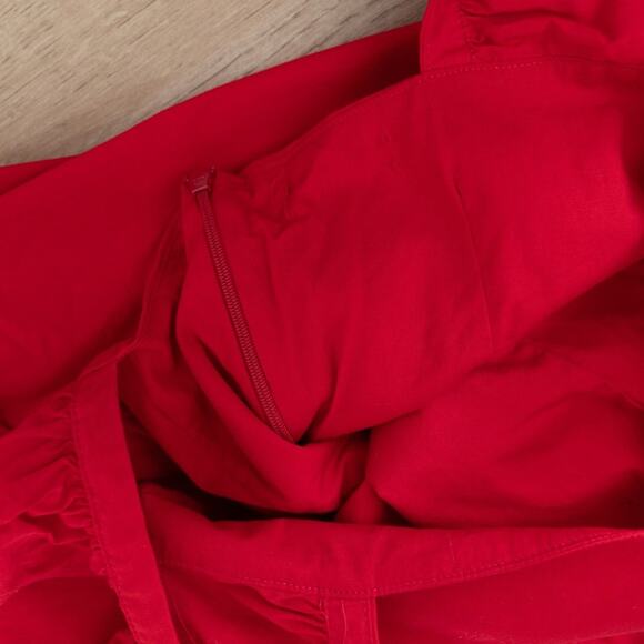 STAUD Valentina Square Neck Red Cotton Flutter Sleeve Midi Dress Size XS - Picture 7 of 9